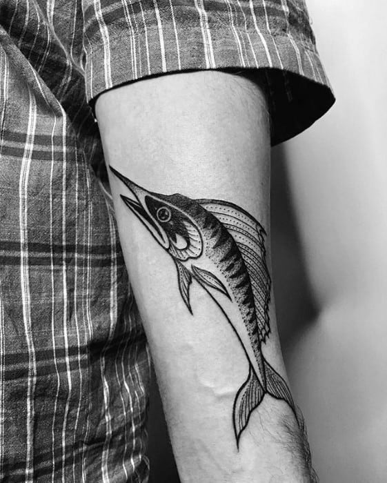 Manly Arm Swordfish Tattoo Design Ideas For Men