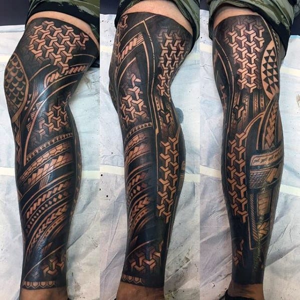 Manly Awesome Tribal Tattoo Design Ideas For Men Leg Sleeve