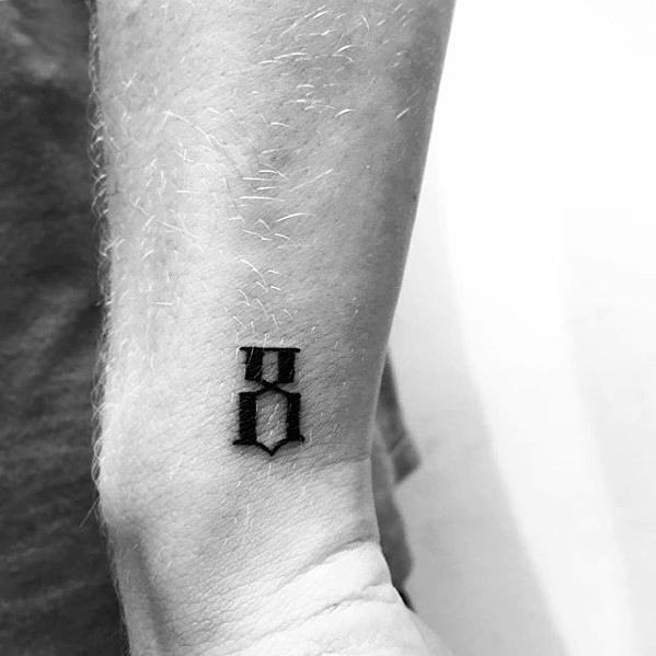 Manly Badass Small Number 8 Mens Side Of Forearm Tattoos