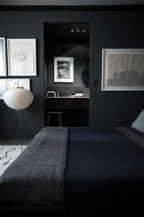 dark masculine modern bedroom 