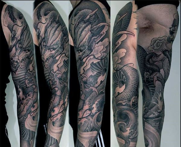Manly Dragon Nice Guys Full Sleeve Tattoo Ideas