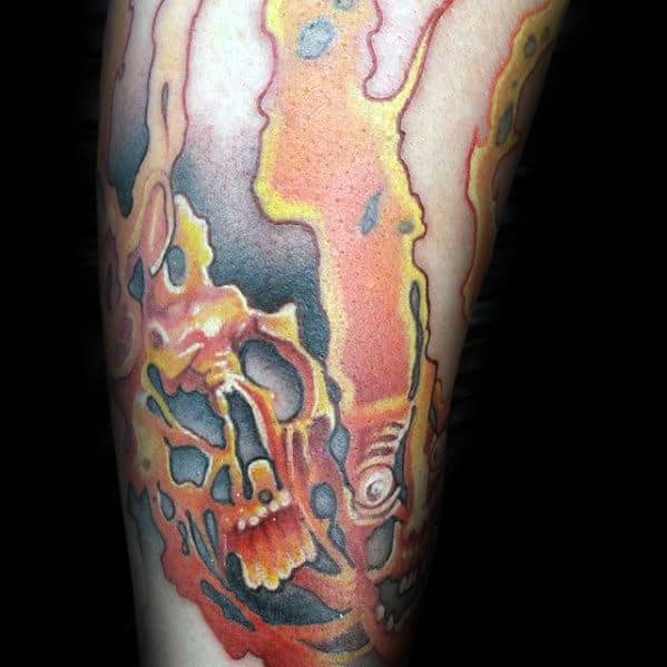 Manly Flaming Skull Tattoo Design Ideas For Men Forearm