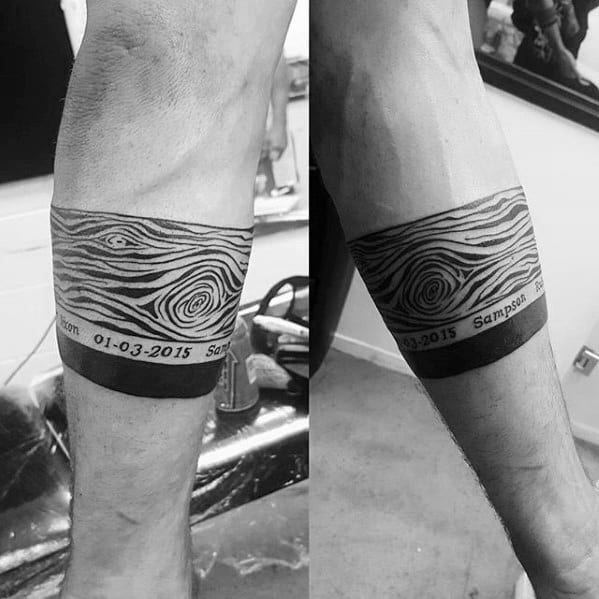 Manly Forearm Band Woodgrain Mens Tattoo Ideas