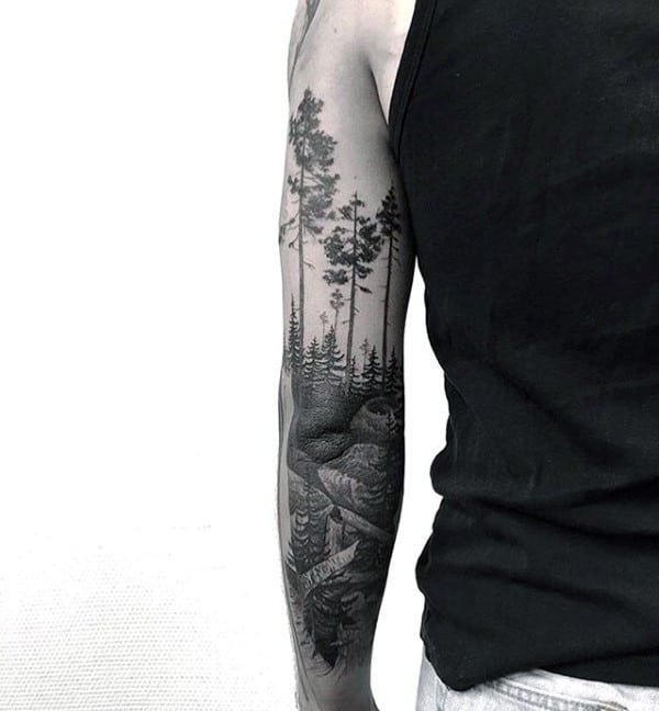 Manly Forest Arm Tattoos For Guys