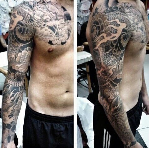 Manly Full Sleeve Guys Chinese Dragon Tattoo