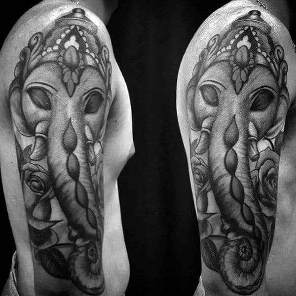 Manly Ganesh Elephant Head Half Sleeve Design Tattoos