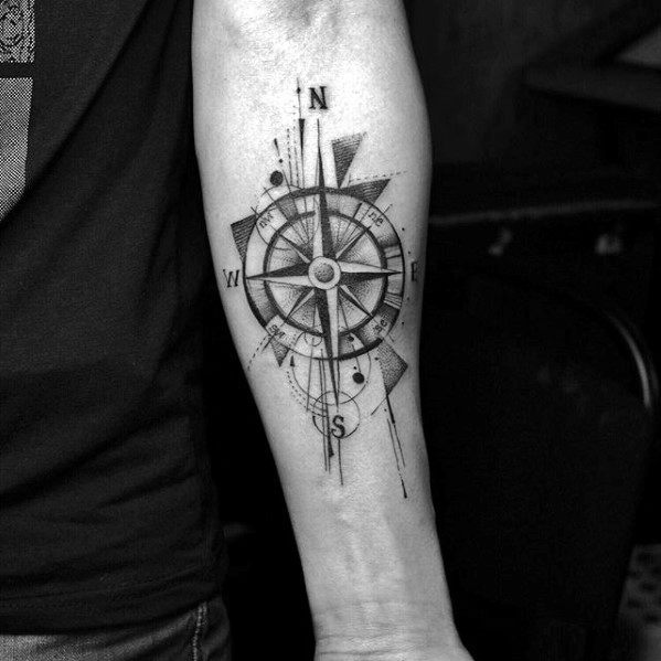 Manly Geometric Compass Tattoo Design Ideas For Men