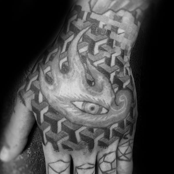 Manly Geometric Hand With Eye Tattoo Design Ideas For Men