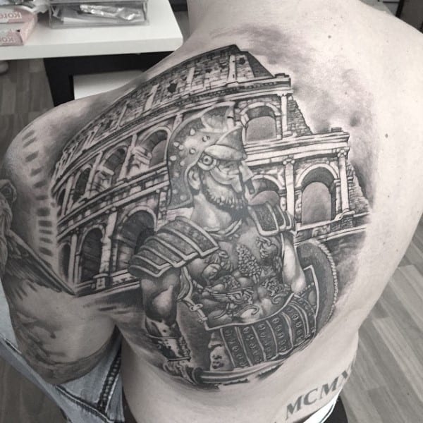 Manly Gladiator Ideas For Tattoos On Back Of Shoulder