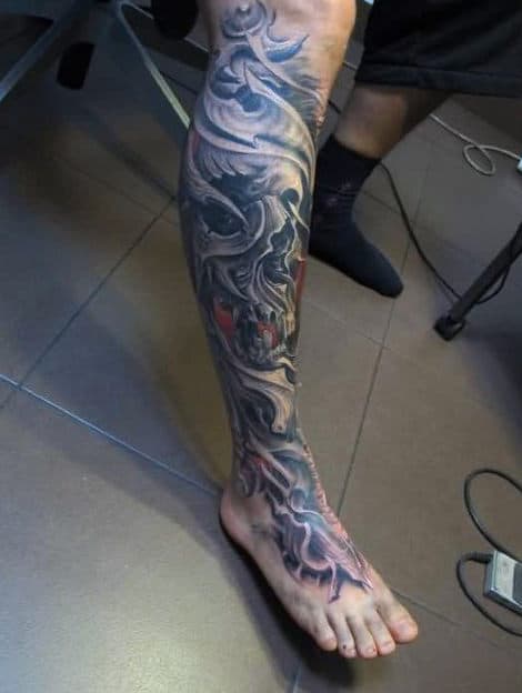 Manly Guys 3d Leg Sleeve Tattoo Designs