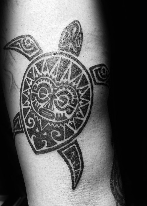 Manly Guys Arm Tribal Turtle Tattoo Design Ideas