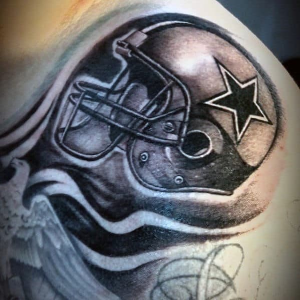 Manly Guys Dallas Cowboys Helmet Shoulder Tattoo