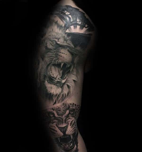Peach Leopard and Gorilla tattoo sleeve - Best Tattoo Ideas Gallery