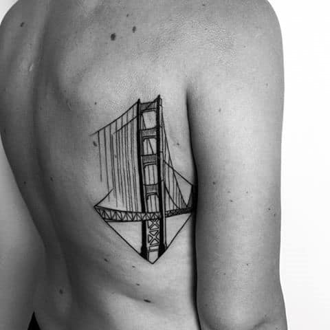 Manly Guys Golden Gate Bridge Back Tattoos