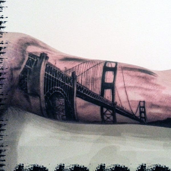 Manly Guys Golden Gate Bridge Inner Arm Bicep Tattoos