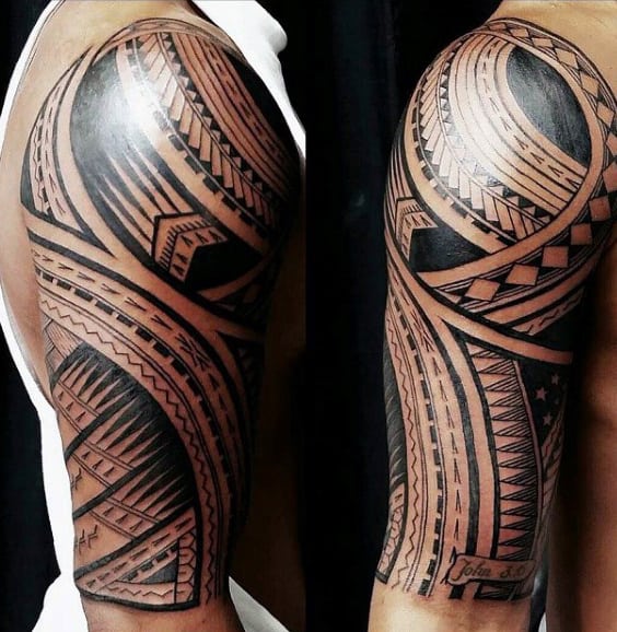 Manly Guys Samoan Half Sleeve Tattoo Inspiration