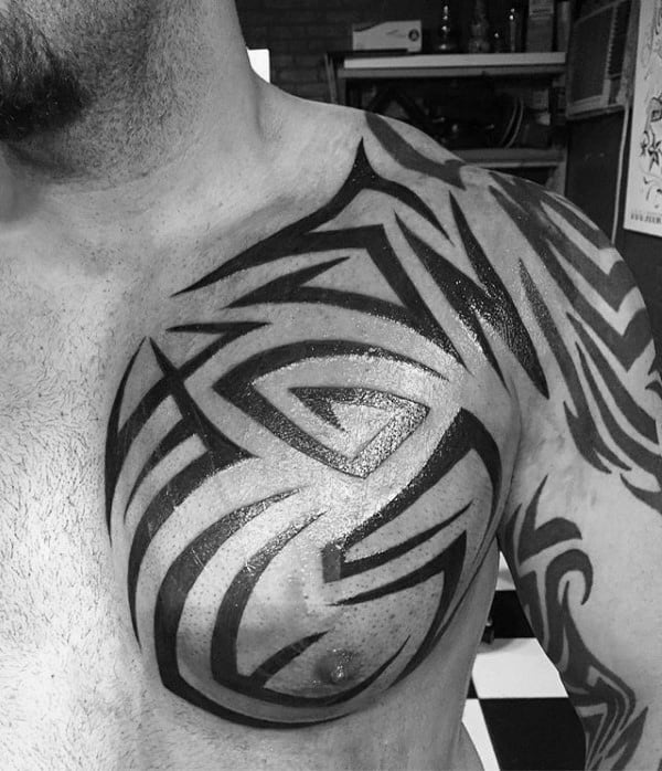 Manly Guys Shoulder Tribal Tattoo Ideas