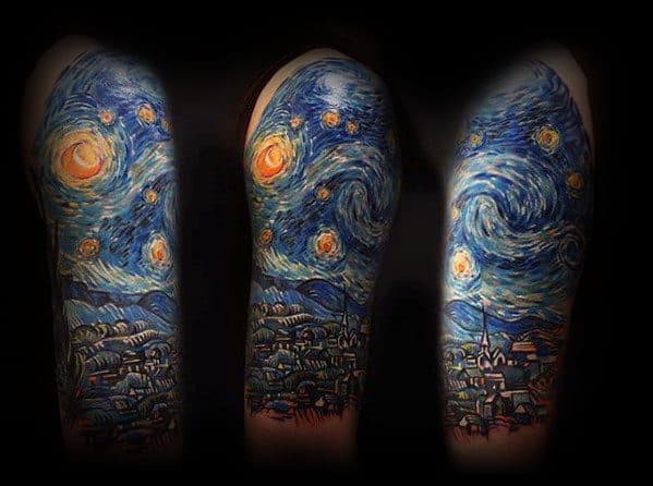 Manly Half Sleeve Male Vincent Van Gogh Tattoos
