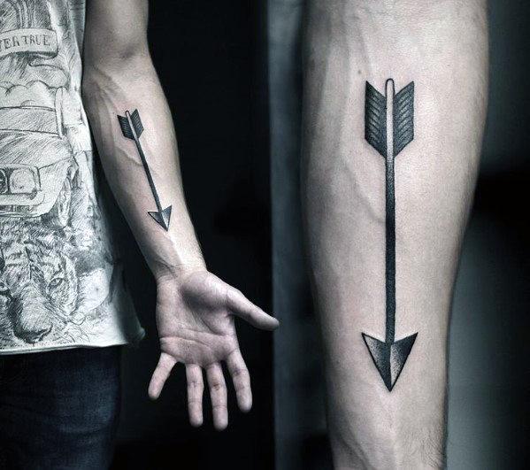 Manly Inner Forearm Simple Arrow Tattoos For Gentlemen