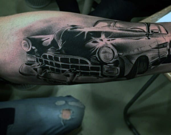 Manly Men's Car Tattoo Design Ideas On Bicep