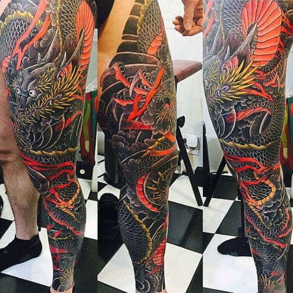manly-mens-japanese-dragon-leg-sleeve-tattoo-inspiration