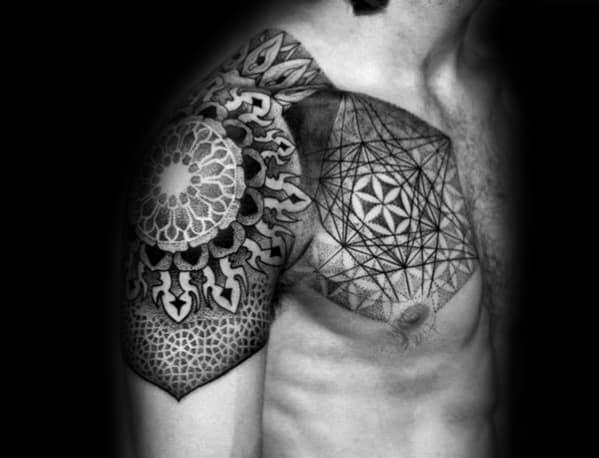 Manly Metatrons Cube Tattoo Design Ideas For Men