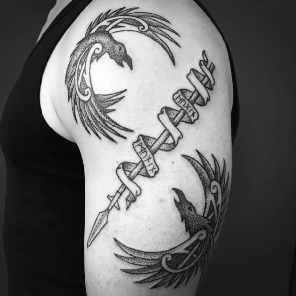 Manly Odins Ravens Tattoo Design Ideas For Men