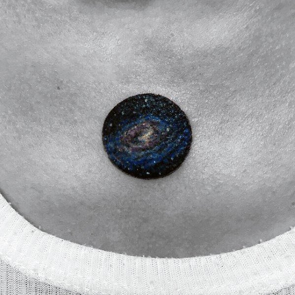 Manly Outer Space Chest Quarter Sized Tattoo Design Ideas For Men