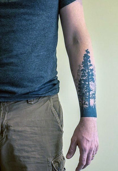 Manly Pine Tree Tattoo For Men
