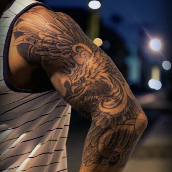 Manly Polish Eagle Mens Half Sleeve Tattoos
