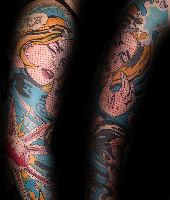 Manly Pop Art Full Sleeve Tattoos