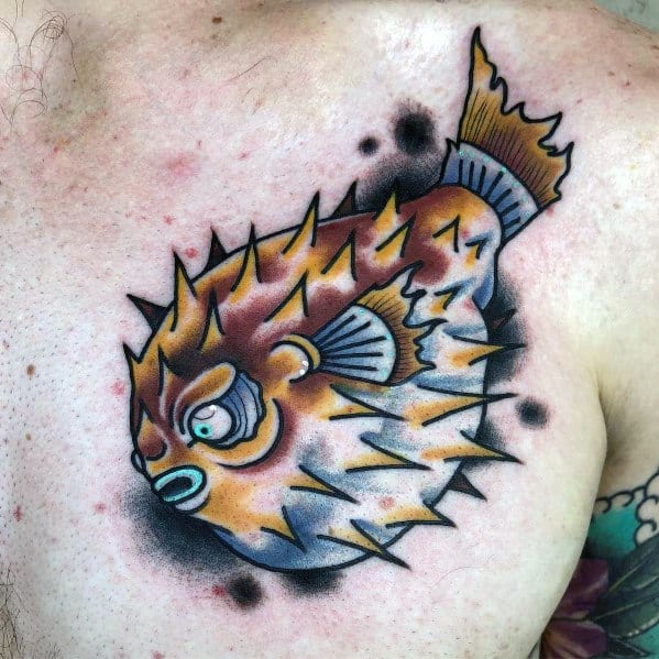 Manly Puffer Fish Tattoos For Males