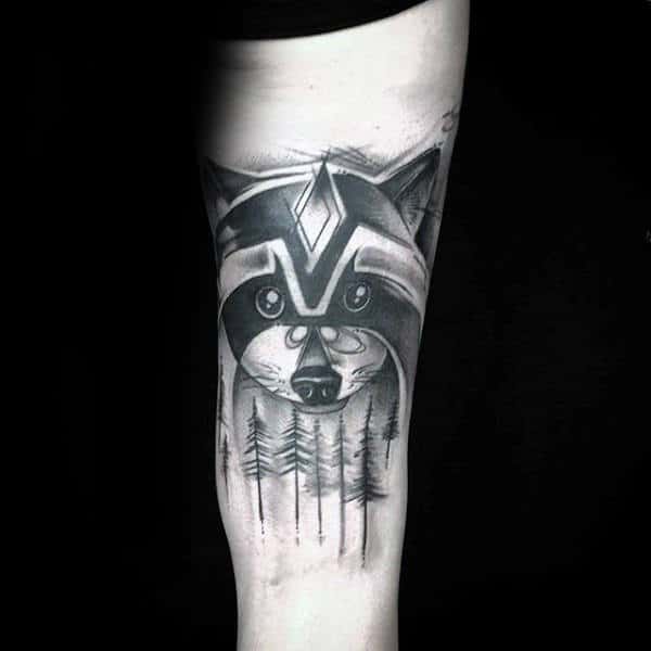 Calf Raccoon Tattoo