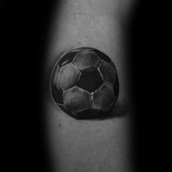 Manly Shaded Realistic Soccerball 3d Tattoo On Arms