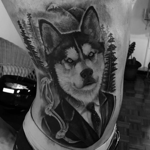 Manly Siberian Husky Tattoos For Males