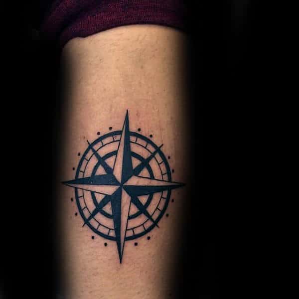 Manly Simple Nautical Star Tattoo For Men On Forearm