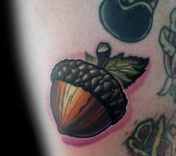 Manly Small Simple Acorn Tattoos For Guys