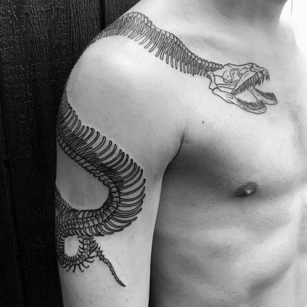 Manly Snake Skeleton Tattoos For Males