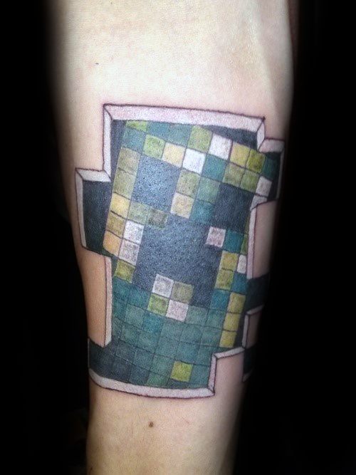 Manly Tetris Inner Forearm Tattoo Design Ideas For Men