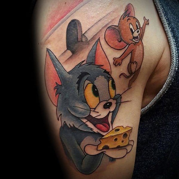 Manly Tom And Jerry Tattoo Design Ideas For Men