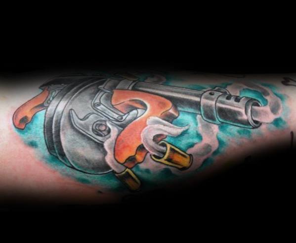 Manly Tommy Gun Tattoos For Males