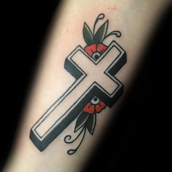 Manly Traditional Cross Tattoo Design Ideas For Men