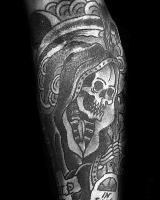 Manly Traditional Reaper Tattoo Design Ideas For Men Forearm Sleeve