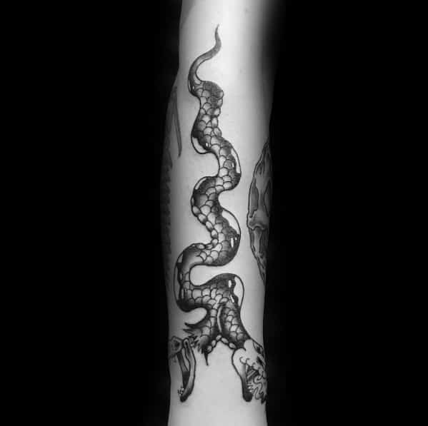 Manly Two Headed Snake Tattoos For Males