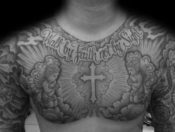 20 Walk By Faith Not By Sight Tattoo Design Ideas For Men - Corinthians 5:7 Ink