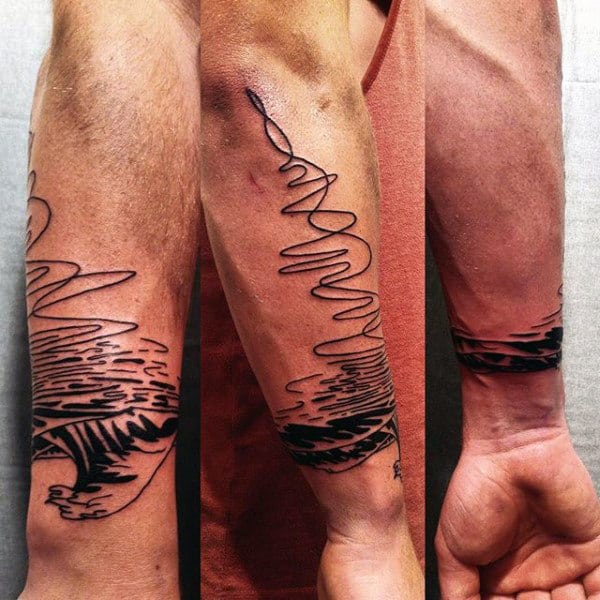 Manly Wave Armband Tattoo On Wrist