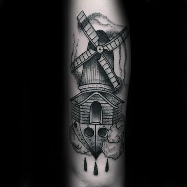 50 Windmill Tattoo Designs For Men  Rotational Ink Ideas