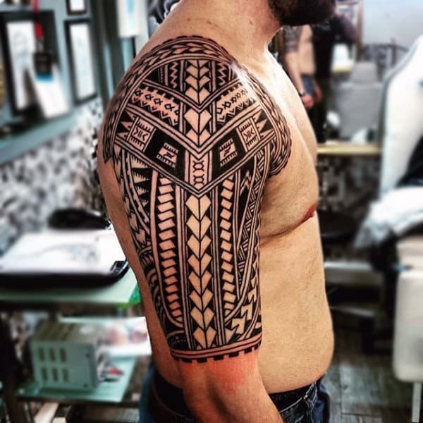 Maori Art Half Sleeve Guys Tattoos