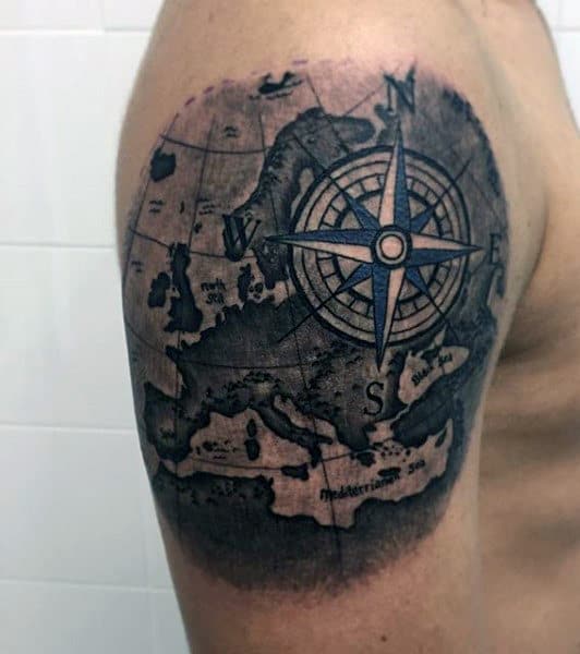 Map Compass Tattoo For Men