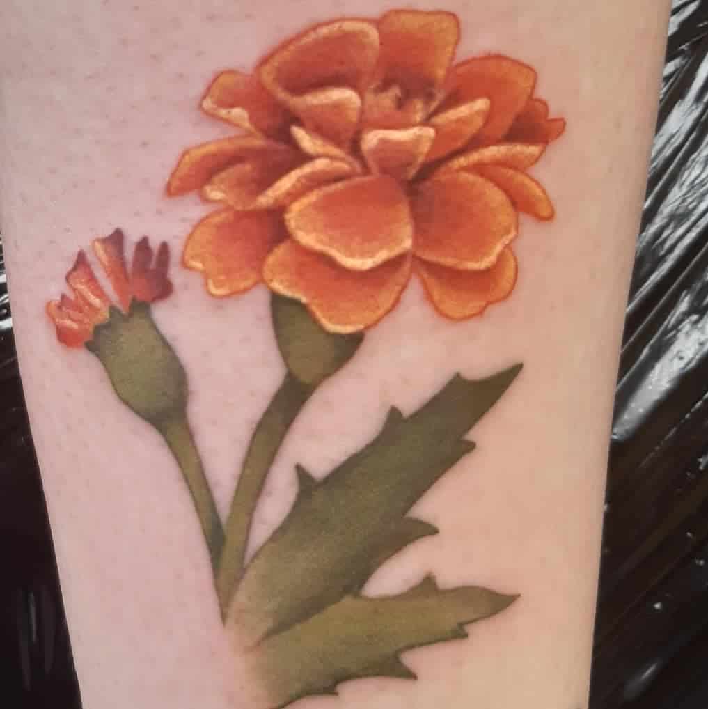 Marigolds for Rhealeen and Connie - Dolly's Skin Art Tattoo Kamloops BC